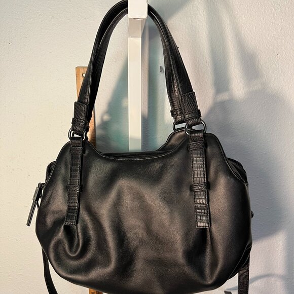 Simply Vera Black Soft PU Leather Divided Multi-Strap Hand Bag Purse - Picture 2 of 6